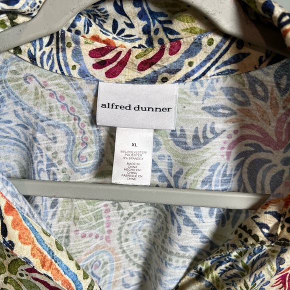 Alfred Dunner Green and Red Casual Button Down Shirt - Picture 3 of 3